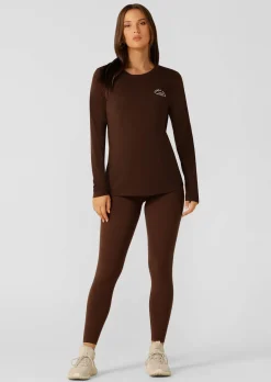 Lorna Jane Lotus Long Sleeve Top Espresso Hot