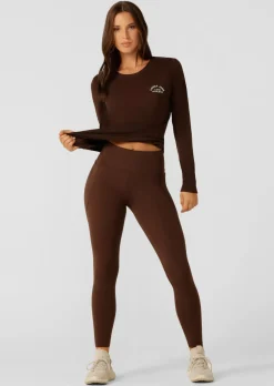Lorna Jane Lotus Long Sleeve Top Espresso Hot