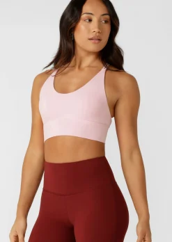 Lorna Jane Lotus Longline Sports Bra SweetPink Clearance