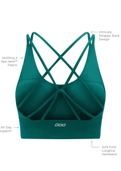 Lorna Jane Lotus Longline Sports Bra DarkTeal Discount