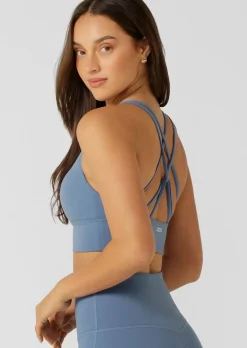 Lorna Jane Lotus Longline Sports Bra MoonlightBlue Clearance