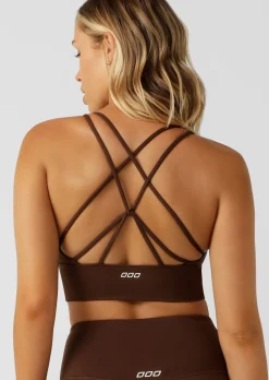 Lorna Jane Lotus Longline Sports Bra Espresso Clearance