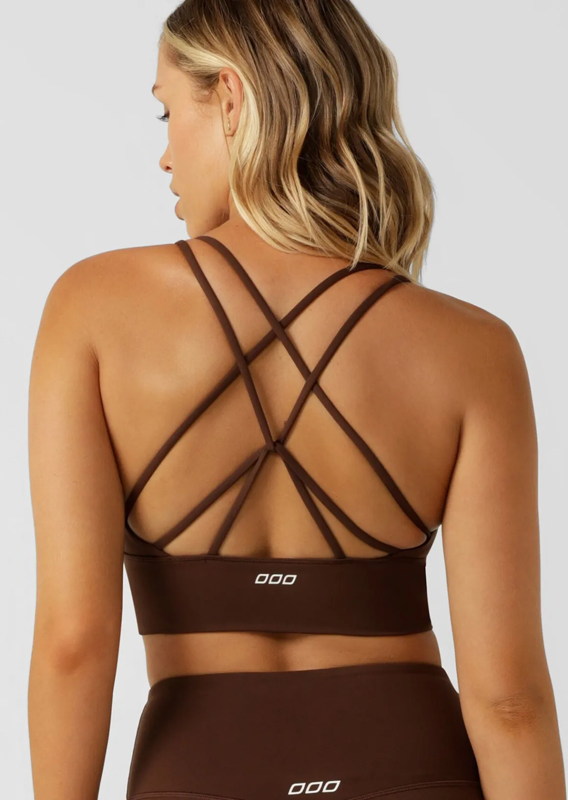Lorna Jane Lotus Longline Sports Bra Espresso Clearance