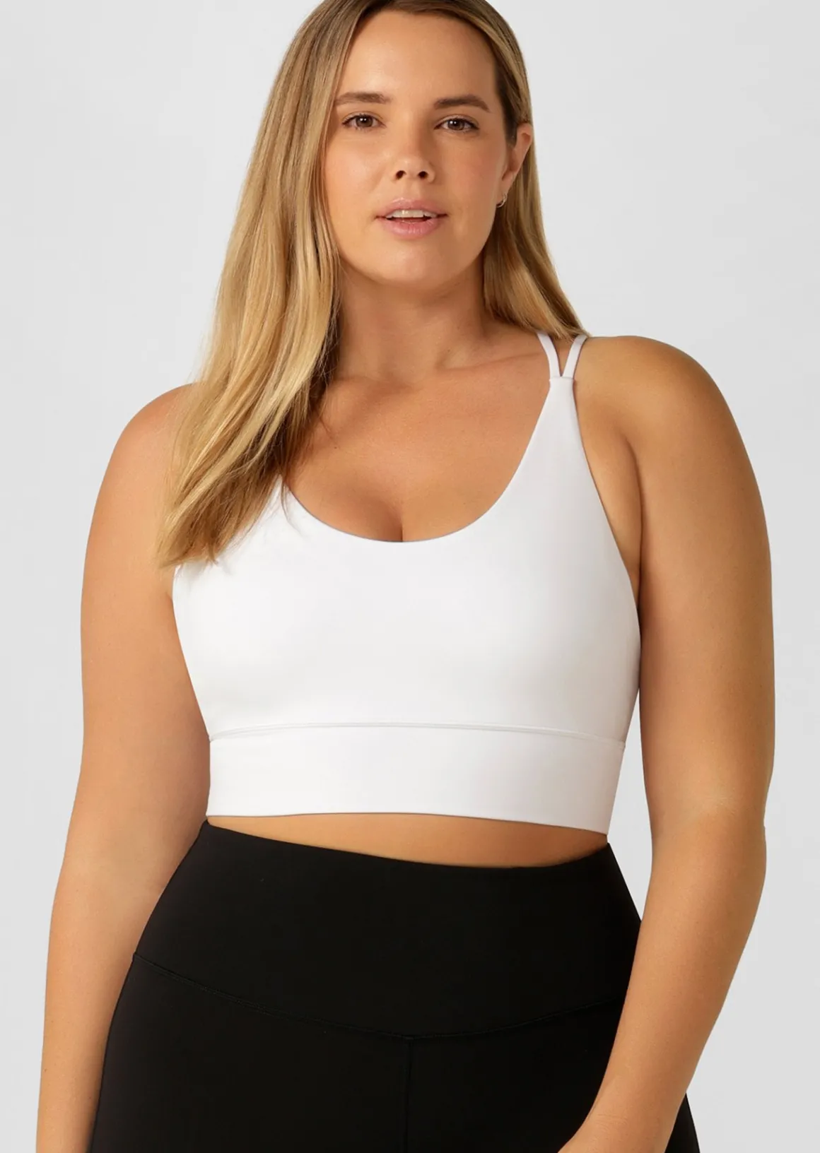 Lorna Jane Lotus Longline Sports Bra White Hot