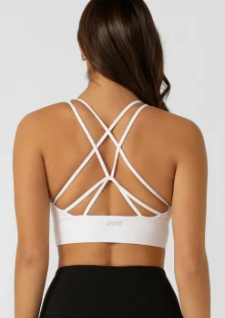 Lorna Jane Lotus Longline Sports Bra White Hot