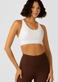 Lorna Jane Lotus Longline Sports Bra White Hot