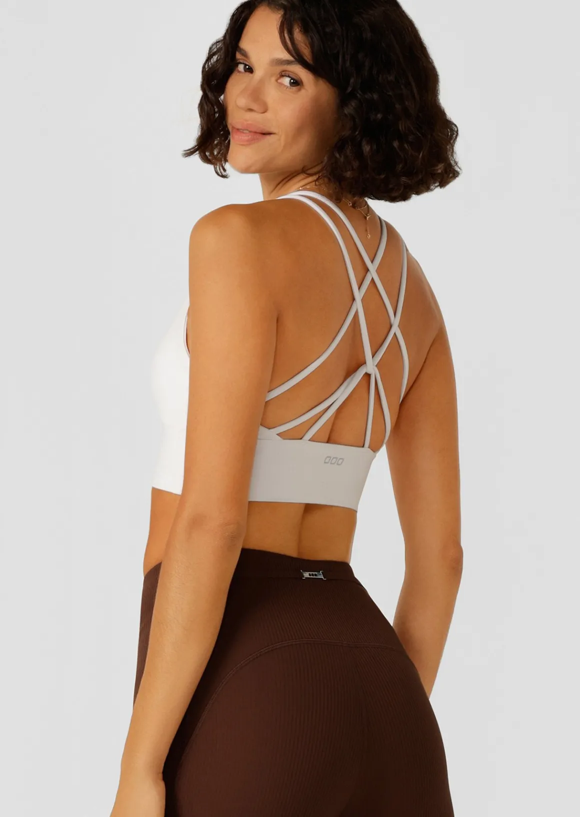 Lorna Jane Lotus Longline Sports Bra White Hot