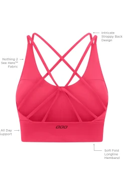 Lorna Jane Lotus Longline Sports Bra NeonRaspberry Hot