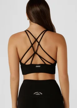 Lorna Jane Lotus Longline Sports Bra Black Outlet
