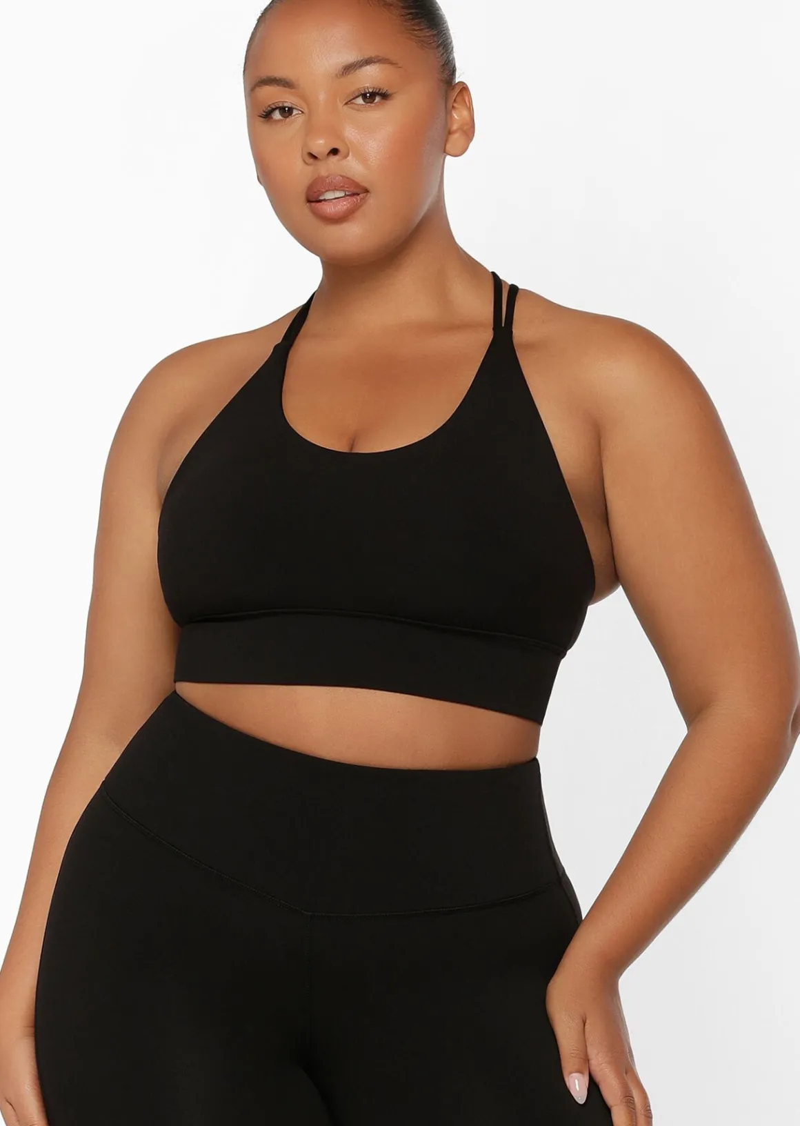 Lorna Jane Lotus Longline Sports Bra Black Outlet