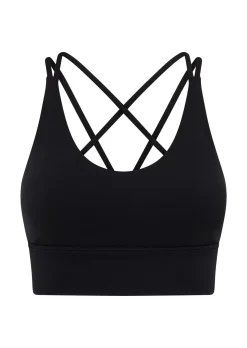 Lorna Jane Lotus Longline Sports Bra Black Outlet