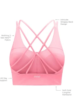 Lorna Jane Lotus Longline Sports Bra VividBubblegum