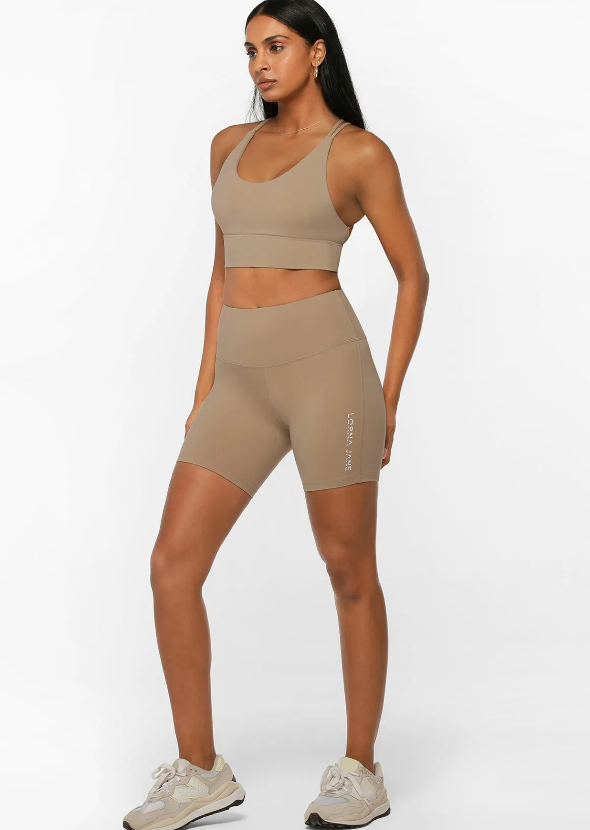 Lorna Jane Lotus Longline Sports Bra DarkOffWhite Hot