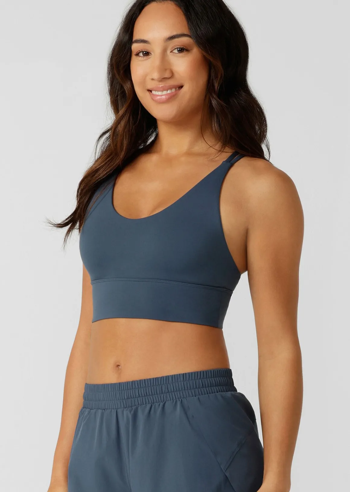 Lorna Jane Lotus Longline Sports Bra PaleIndigo