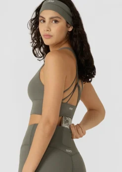 Lorna Jane Lotus Longline Sports Bra AgaveGreen Hot