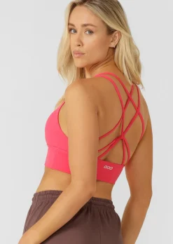 Lorna Jane Lotus Longline Sports Bra NeonRaspberry New