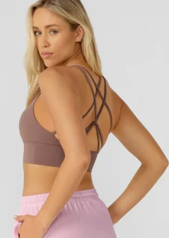 Lorna Jane Lotus Longline Sports Bra Stone Clearance