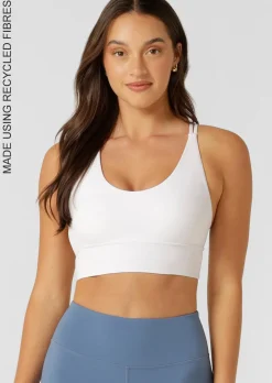 Lorna Jane Lotus Longline Sports Bra WhiteRecycled Online