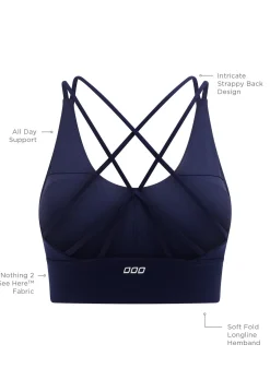 Lorna Jane Lotus Longline Sports Bra FrenchNavy New
