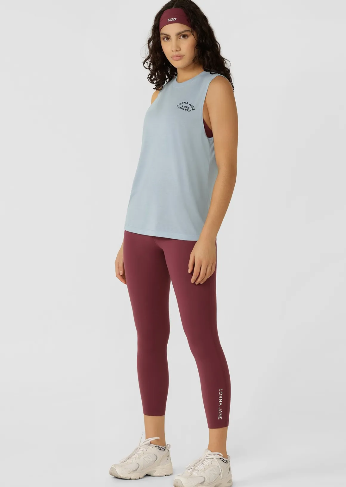 Lorna Jane Lotus Muscle Tank LightGlacierBlue New