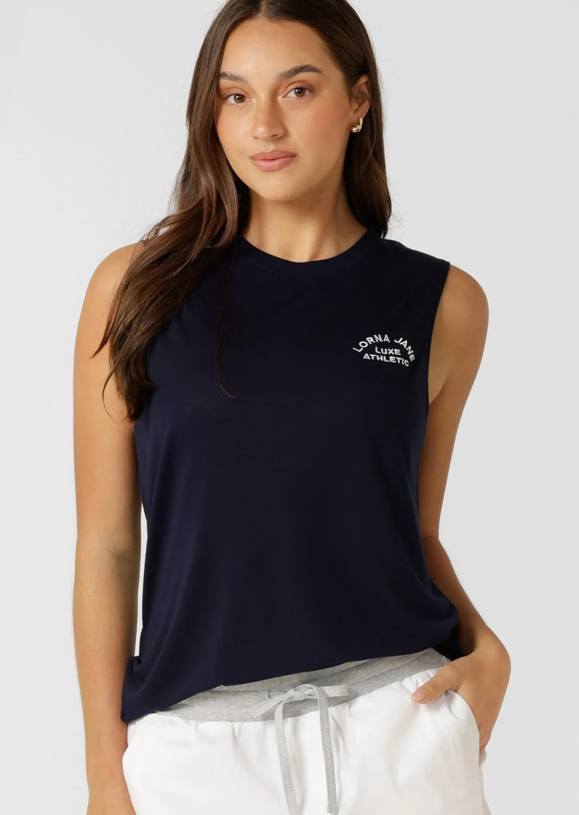 Lorna Jane Lotus Muscle Tank FrenchNavy Sale
