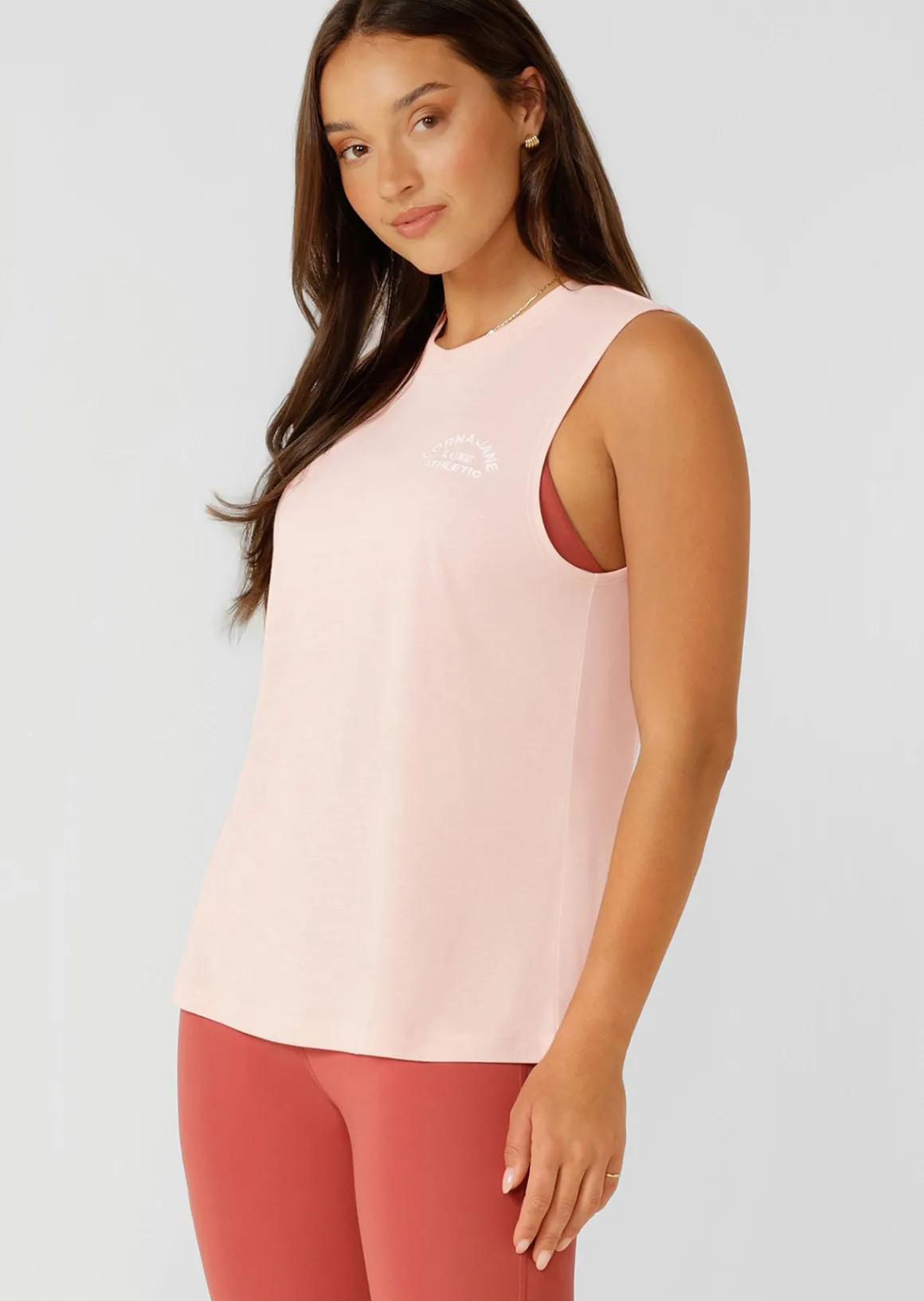 Lorna Jane Lotus Muscle Tank SunkissedPeach Sale