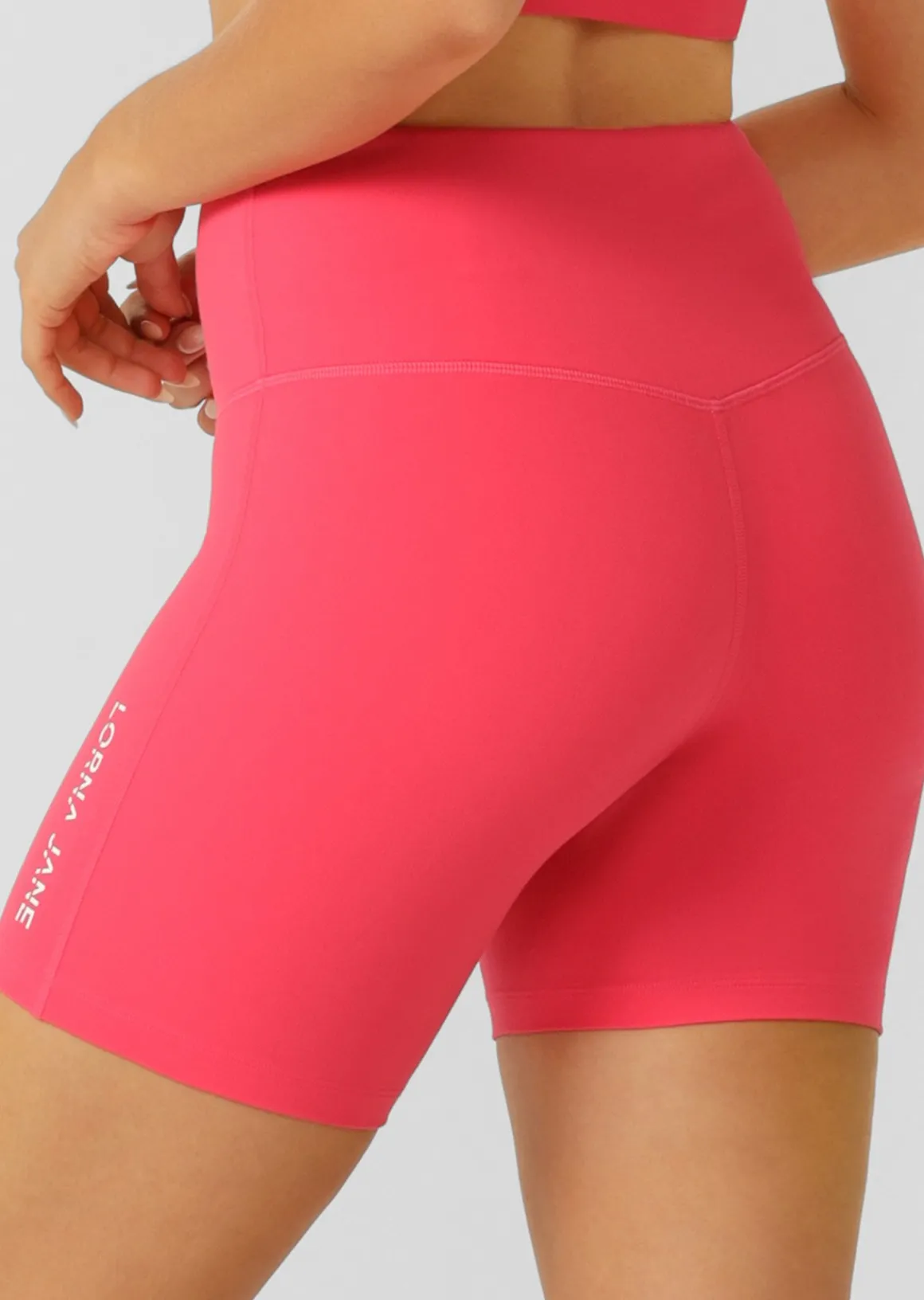 Lorna Jane Lotus No Chafe Phone Pocket 16cm Bike Shorts NeonRaspberry Outlet