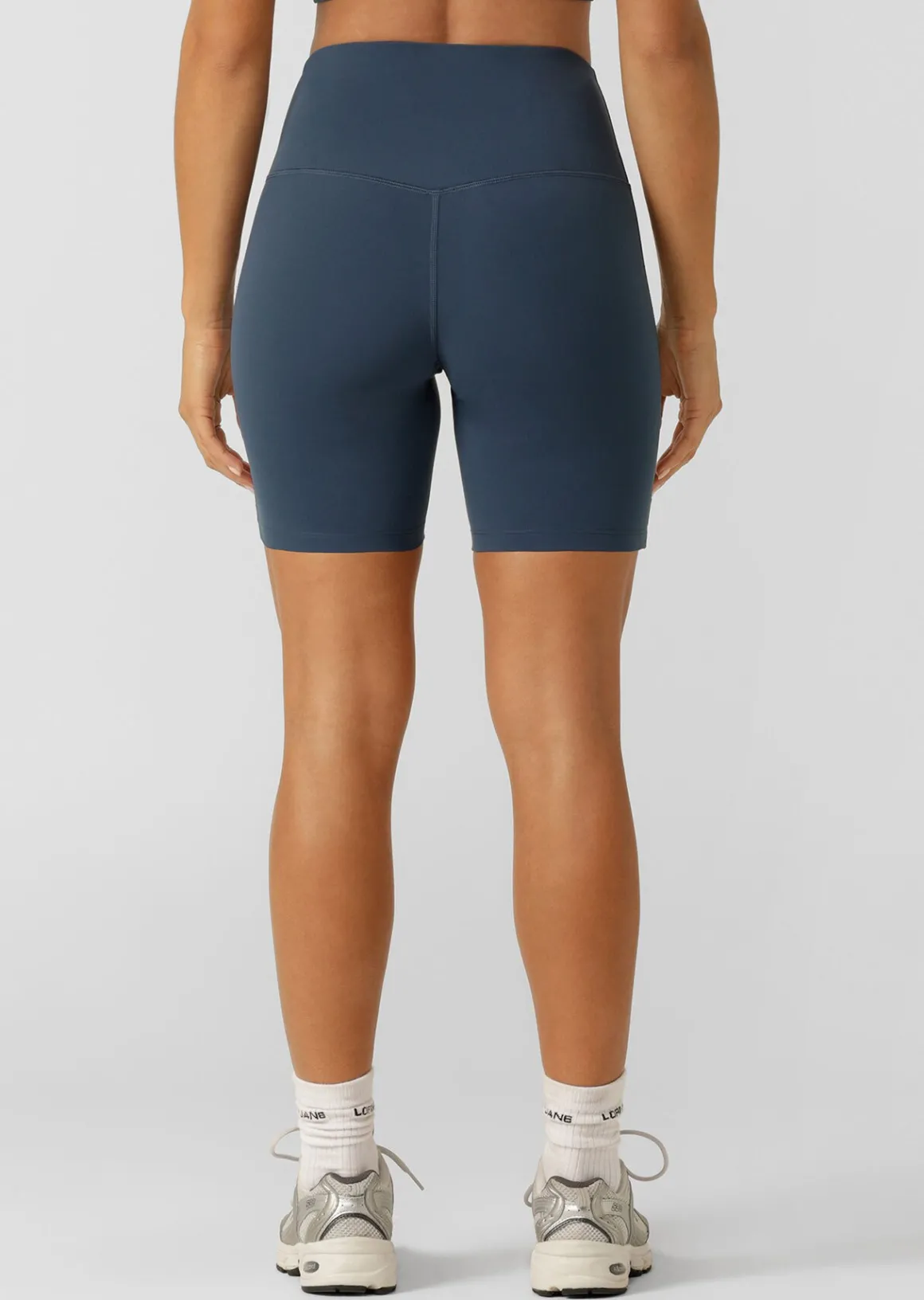 Lorna Jane Lotus No Chafe Phone Pocket 16cm Bike Shorts PaleIndigo Sale
