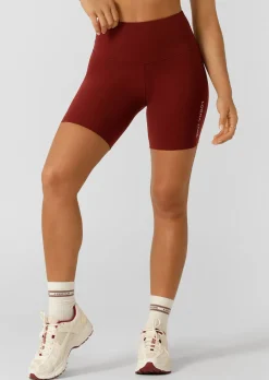 Lorna Jane Lotus No Chafe Phone Pocket 12cm Bike Shorts Merlot Hot