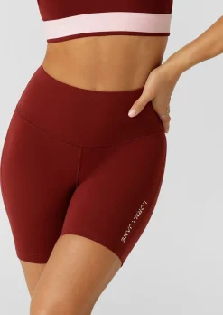 Lorna Jane Lotus No Chafe Phone Pocket 12cm Bike Shorts Merlot Hot