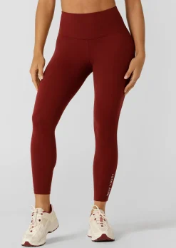 Lorna Jane Lotus No Chafe Phone Pocket Ankle Biter Leggings Merlot Sale