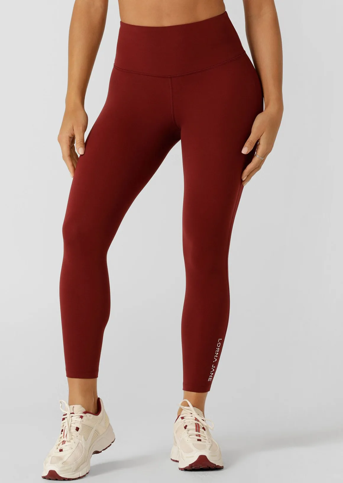 Lorna Jane Lotus No Chafe Phone Pocket Ankle Biter Leggings Merlot Sale
