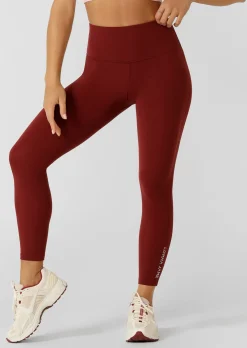 Lorna Jane Lotus No Chafe Phone Pocket Ankle Biter Leggings Merlot Sale