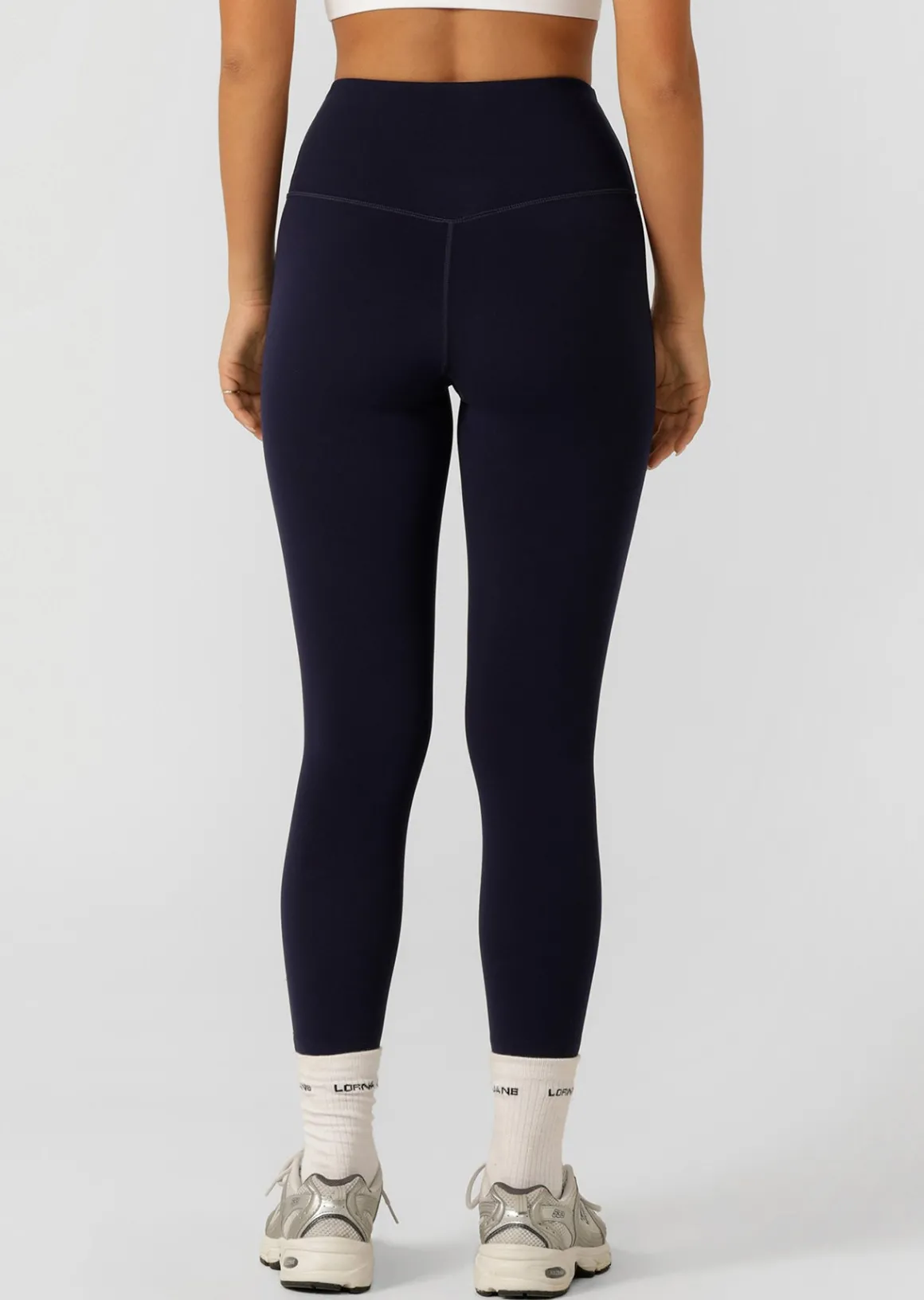 Lorna Jane Lotus No Chafe Phone Pocket Ankle Biter Leggings FrenchNavy Best