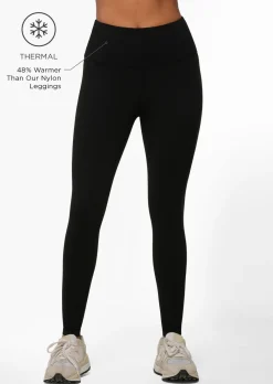 Lorna Jane Lotus Thermal No Chafe Full Length Leggings Black New