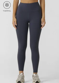 Lorna Jane Lotus Thermal No Chafe Full Length Leggings AshBlue New