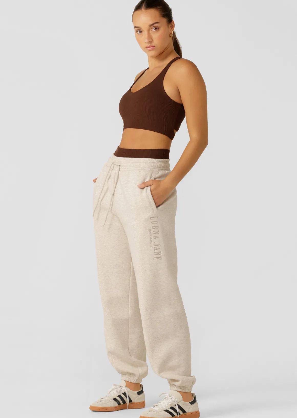 Lorna Jane Lounge Fleece Trackpant OatMarl New