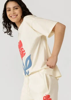Lorna Jane Motif Print T-Shirt Cream Sale