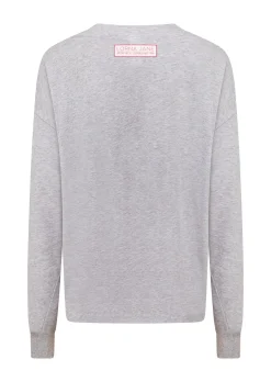 Lorna Jane Never Give Up Long Sleeve Relaxed Tee LightGreyMarl