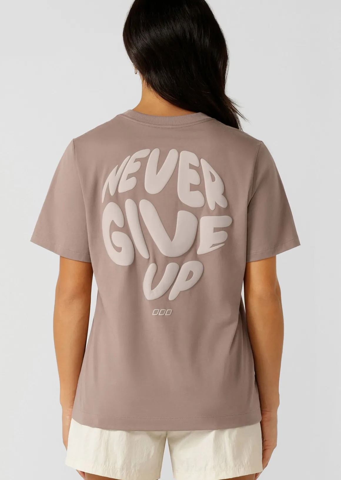 Lorna Jane Never Give Up Relaxed T-Shirt Bone Hot
