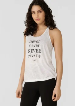 Lorna Jane Never Give Up Slouchy Gym Tank White Best