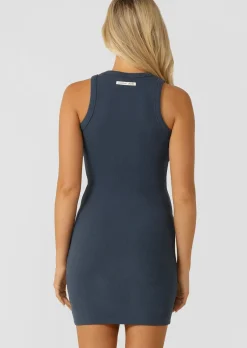Lorna Jane On The Move Rib Tank Dress AcademyBlue