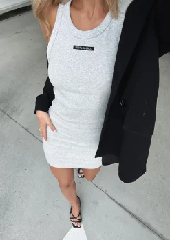 Lorna Jane On The Move Rib Tank Dress GreyMarl Hot
