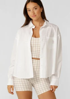 Lorna Jane One-and-Go Button Up Shirt White Clearance