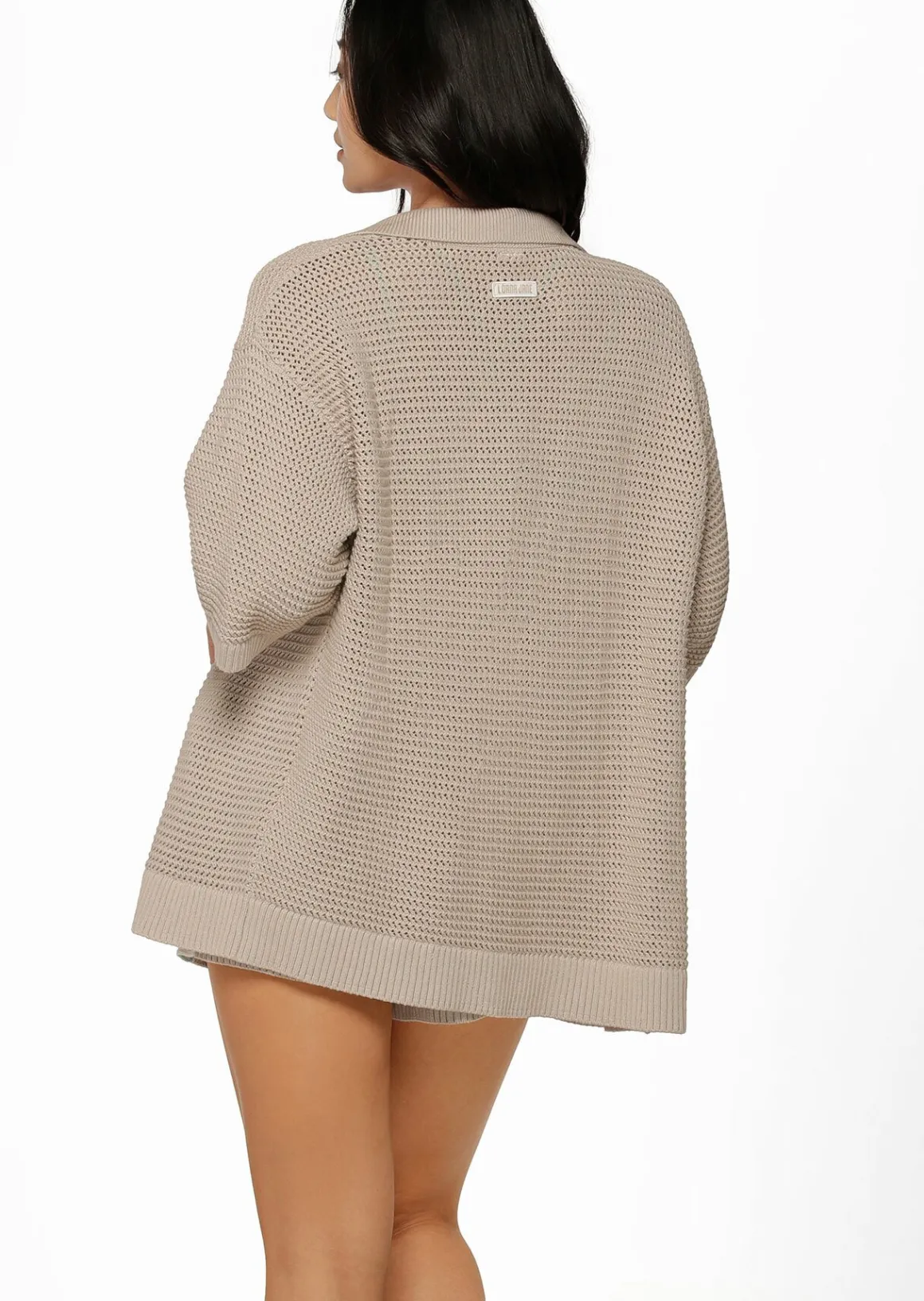Lorna Jane Open Weave Knit Shirt OffWhite Sale