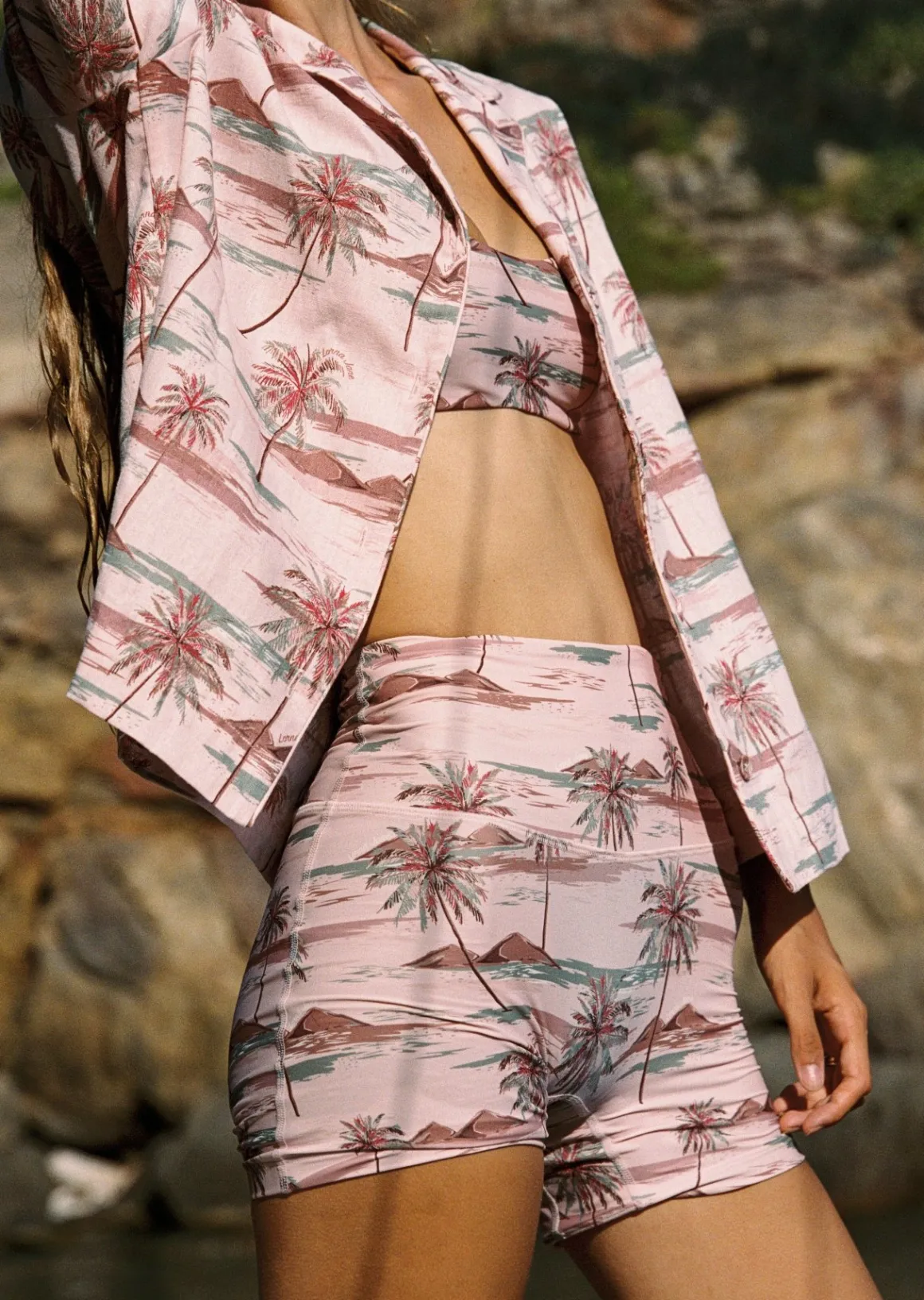 Lorna Jane Paradise Palm 12cm Bike Shorts ParadisePalmPrint New