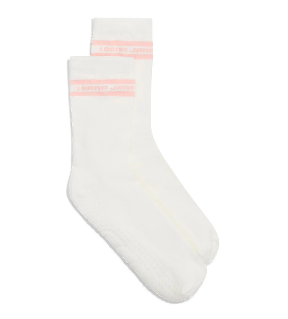 Lorna Jane Pilates Crew Sock Porcelain/DarkDustyPink New