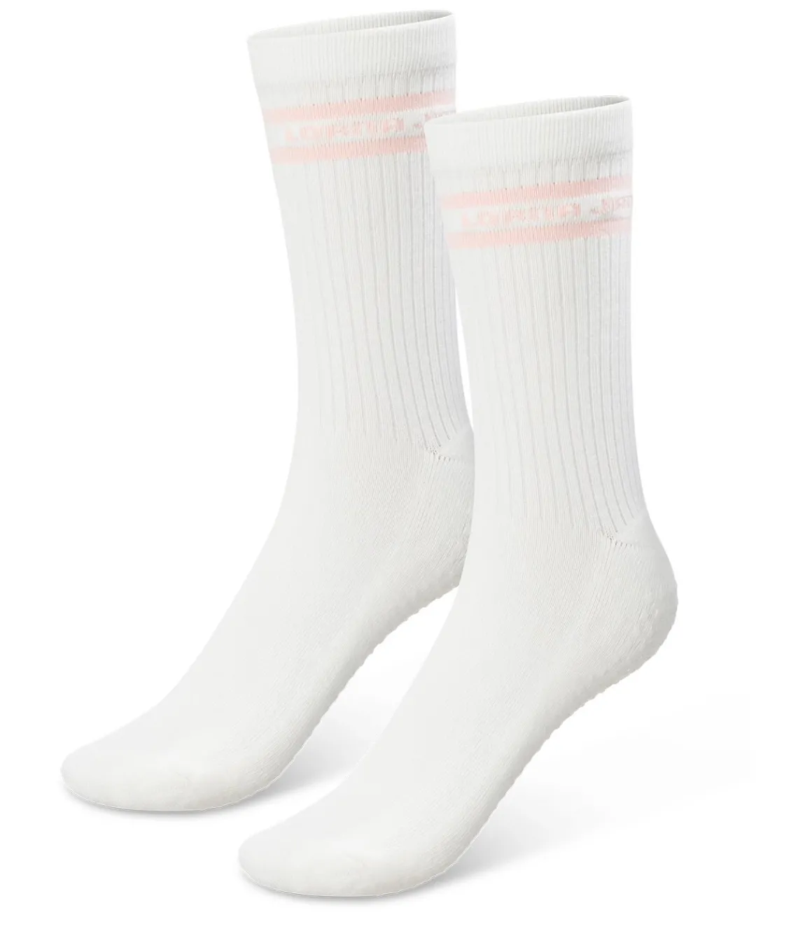 Lorna Jane Pilates Crew Sock Porcelain/DarkDustyPink New