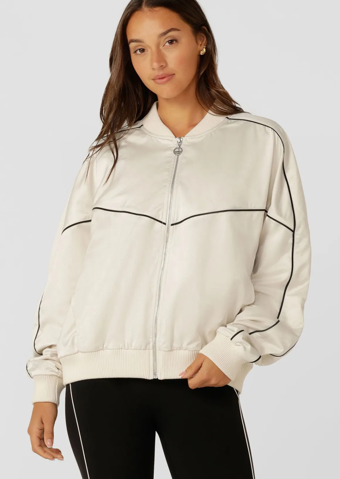 Lorna Jane Pipe Dream Satin Bomber Cream