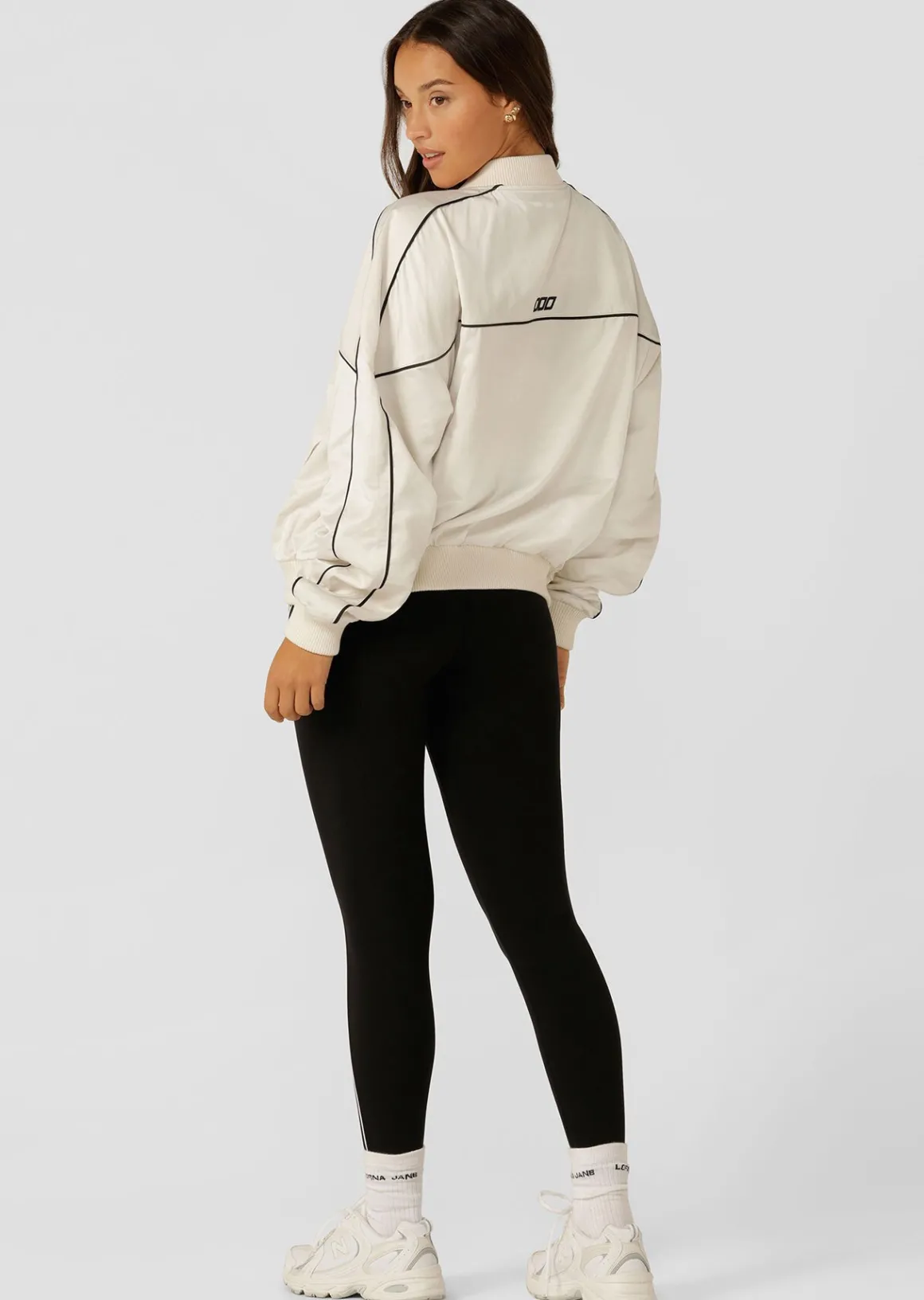 Lorna Jane Pipe Dream Satin Bomber Cream